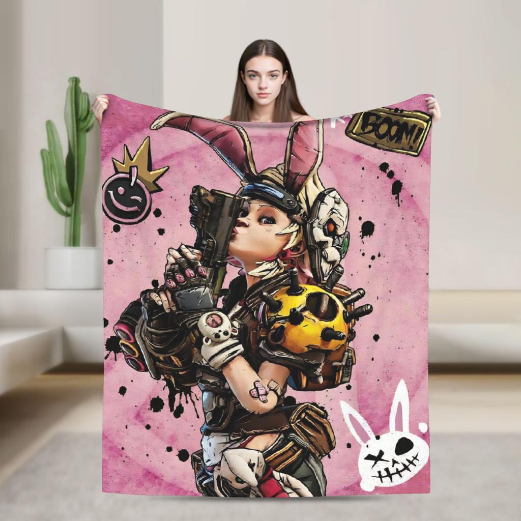 B-Borderlands 4 Warm Blanket  Kids Plush Throw Blanket Novelty Outdoor Flannel Bedspread Sofa Bed Cover