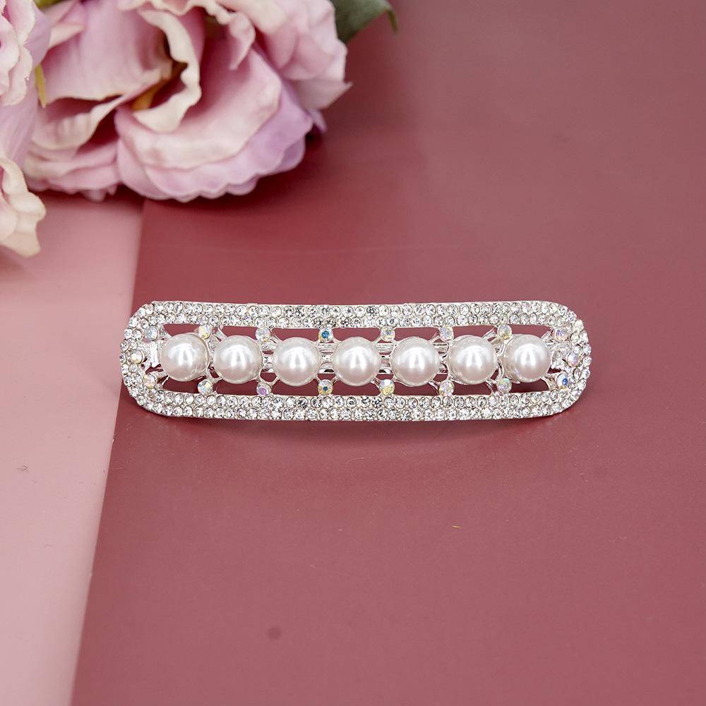 Elegant Barrettes for Woman White Pearl Shiny Fine Rhinestone Grains Hair Clips Korean Fashion Headwear