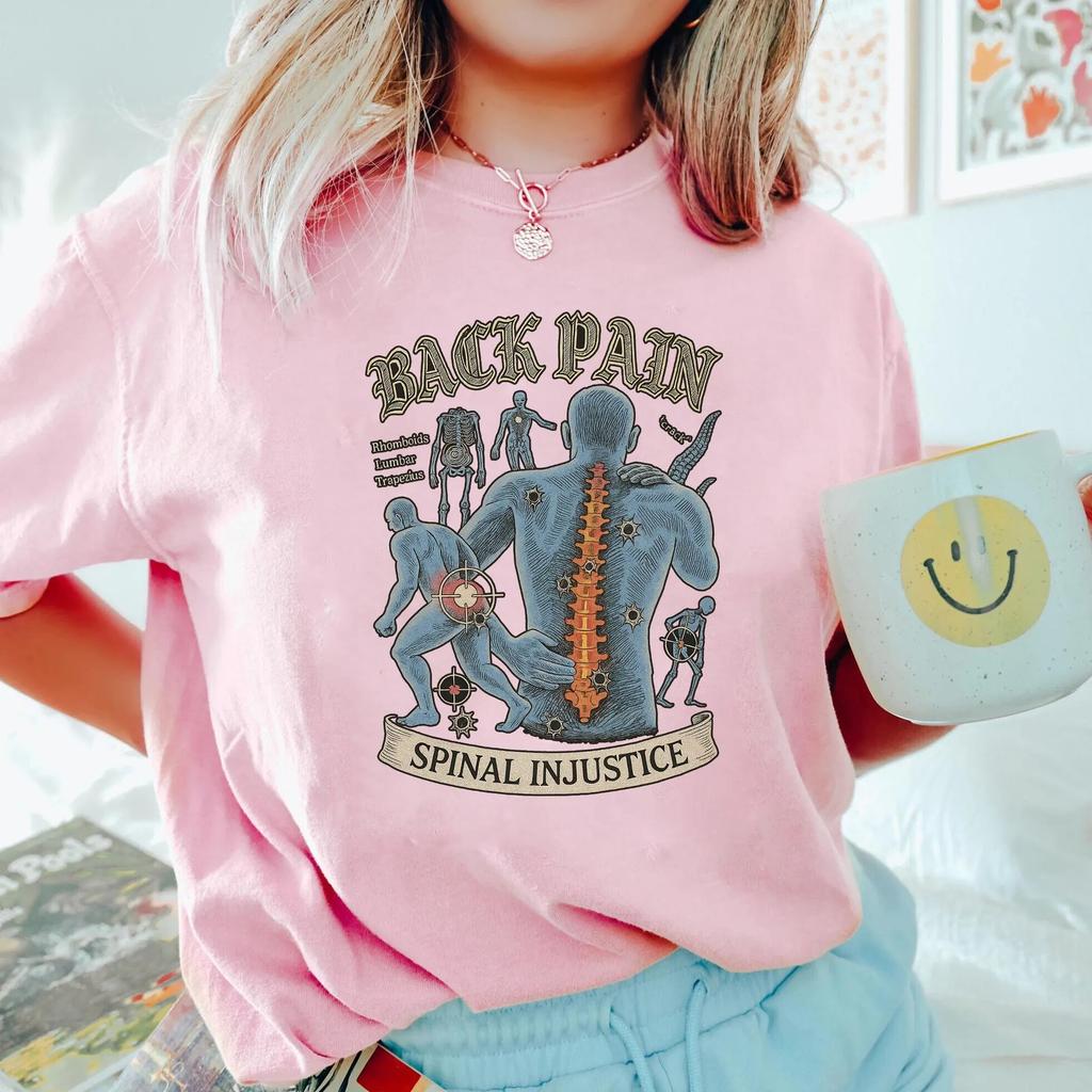 Funny Back Pain Spinal Injury ShirtTrending Unisex Tee Shirt Summer Unisexs and Womens Loose and Breathable Tshirt Top