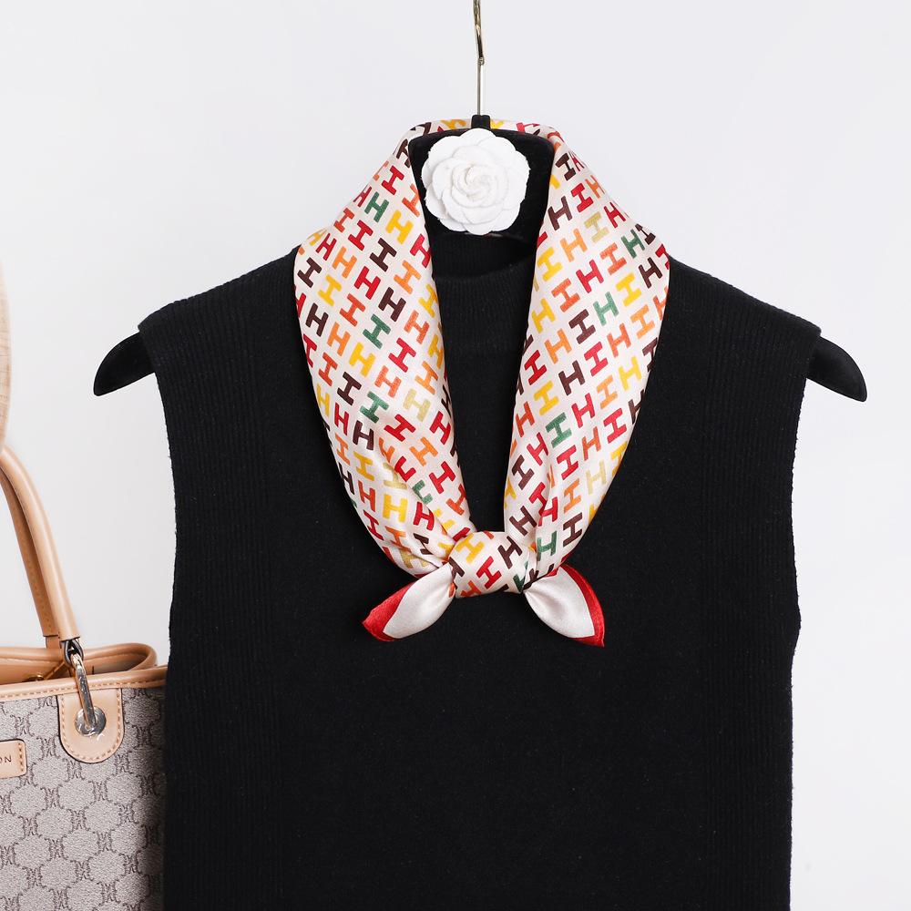 Spring And Summer Satin Long Scarf For Women Sunscreen Shawl Fashionable Beauty Scene Satin Long Scarf Versatile Travel Scarf