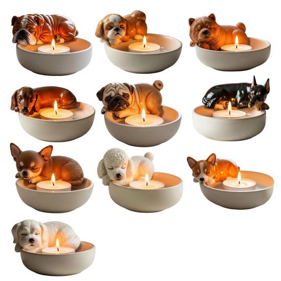 Расписанный вручную подсвечник в виде щенка для вотивных свечей и чайных свечей, подставка для свечей, украшение для гостиной, ванной комнаты, подсвечник, украшение для центра стола