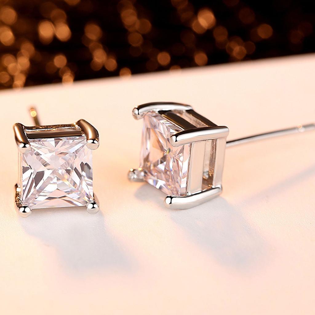 Women Synthetic Diamond Stud Earrings Jewelry Wedding Gift Zircon Stud Earrings For Party