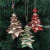 Christmas Wooden Bell Pendant, Creative Five Pointed Star Snowflake Christmas Tree Three-dimensional Small Hanging Decoration