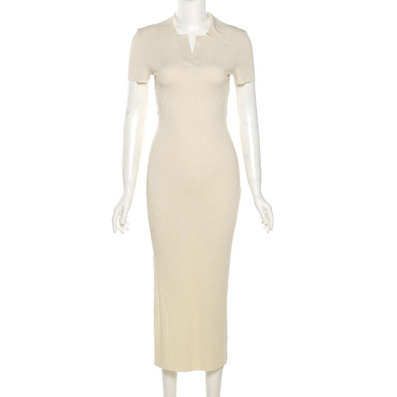 Женское платье-поло с V-образным воротником, длинные платья, модное новое элегантное модное уличное повседневное платье