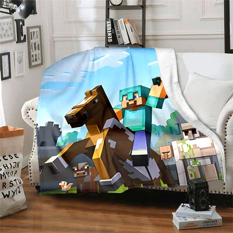 1pc Blanket Minecraft5 Print Design, Lightweight Blanket for Sofa, Bed- Soft &Warm, Gift for All Seasons like Christmas, Halloween