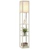 Three-Shelf Standing Lamp - Oak/White