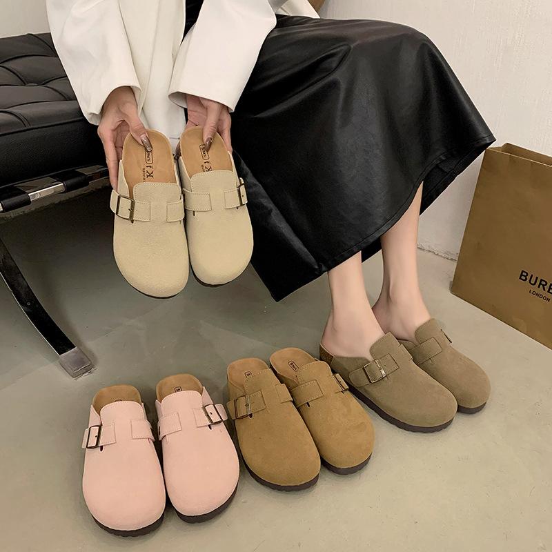 Интернет знаменитости верхняя одежда универсальные тапочки Boken с одной педалью женские весенние 2025 новые увеличенные тапочки с толстой подошвой сумка-голова Boken полутапочки