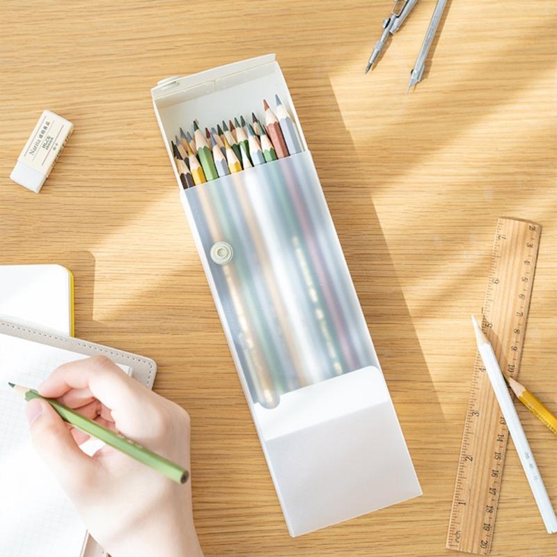 2 шт. Пластиковый пенал большой вместимости, выдвижной пенал, органайзер для карандашей для эскизов, контейнер для цветных карандашей