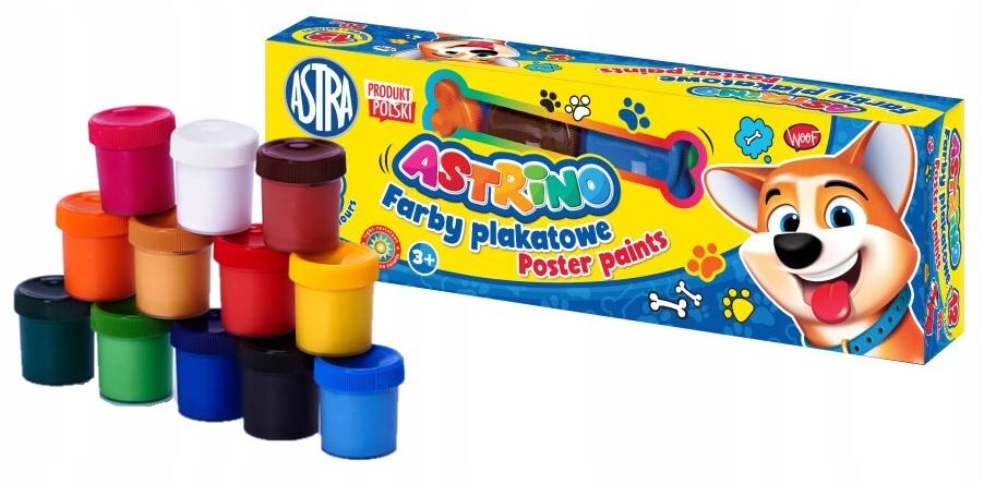 Farby plakatowe szkolne 12 kolorów 20 ml intensywne i kryjące 1 szt.