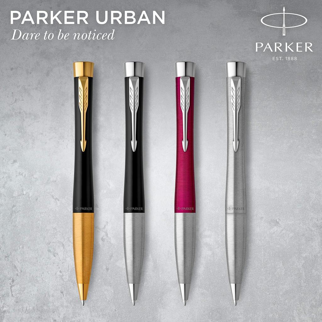 PARKER Urban Metro Metallic CT Ballpoint Medium Gift Officially S0735900 Pen, Nib, Oil-Based, Boxed, Imported,