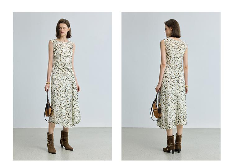 LILY vacation style contrasting color waist cinching dress