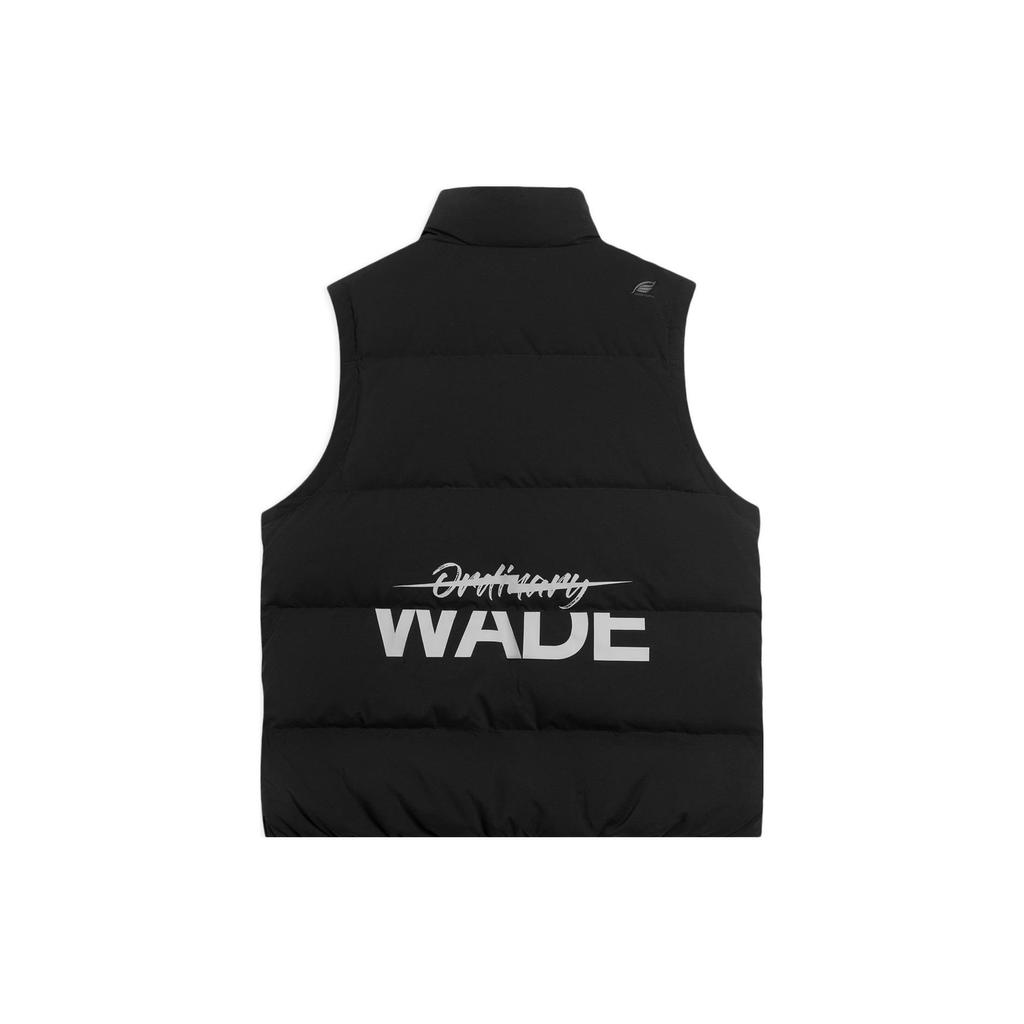 Li Ning Wade Series Solid Color Stand Collar Goose Down Vest Men Vests Black AMRT059-1