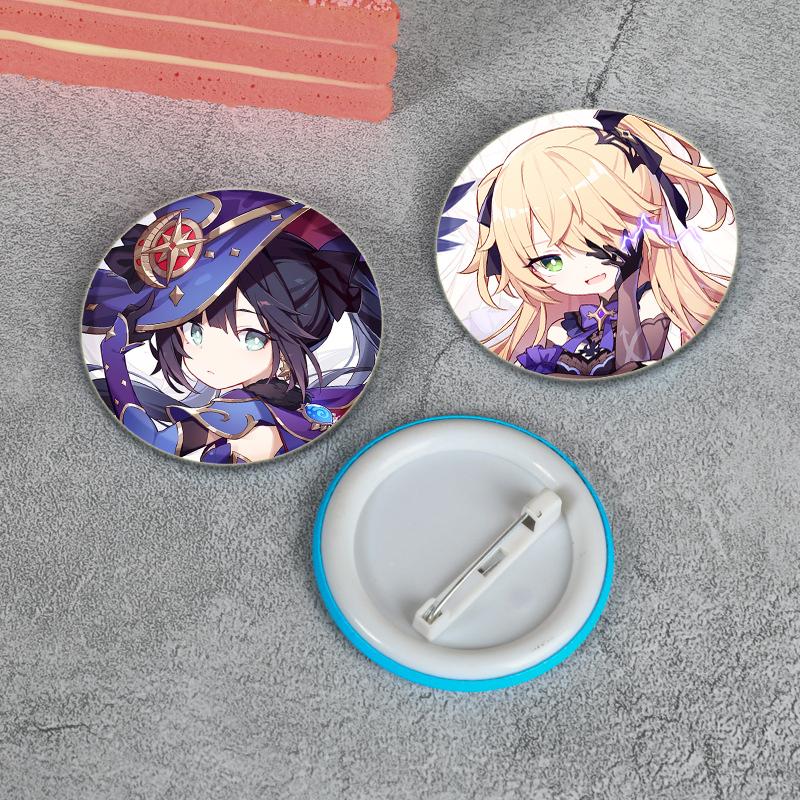 32/44/58mm Game Anime Genshin Impact Pin Fun Cartoon Cute Head Image Brooch Badge Bag Decor for Fans Collection Friends Gift Accessory