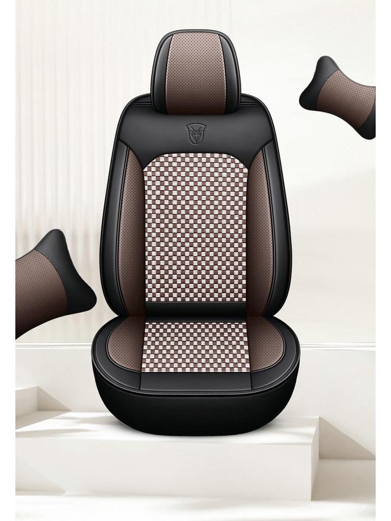 Ice Silk Breathable Leather Car Seat Cushion - Universal Fit, All-Season, Fully Surrounding Design