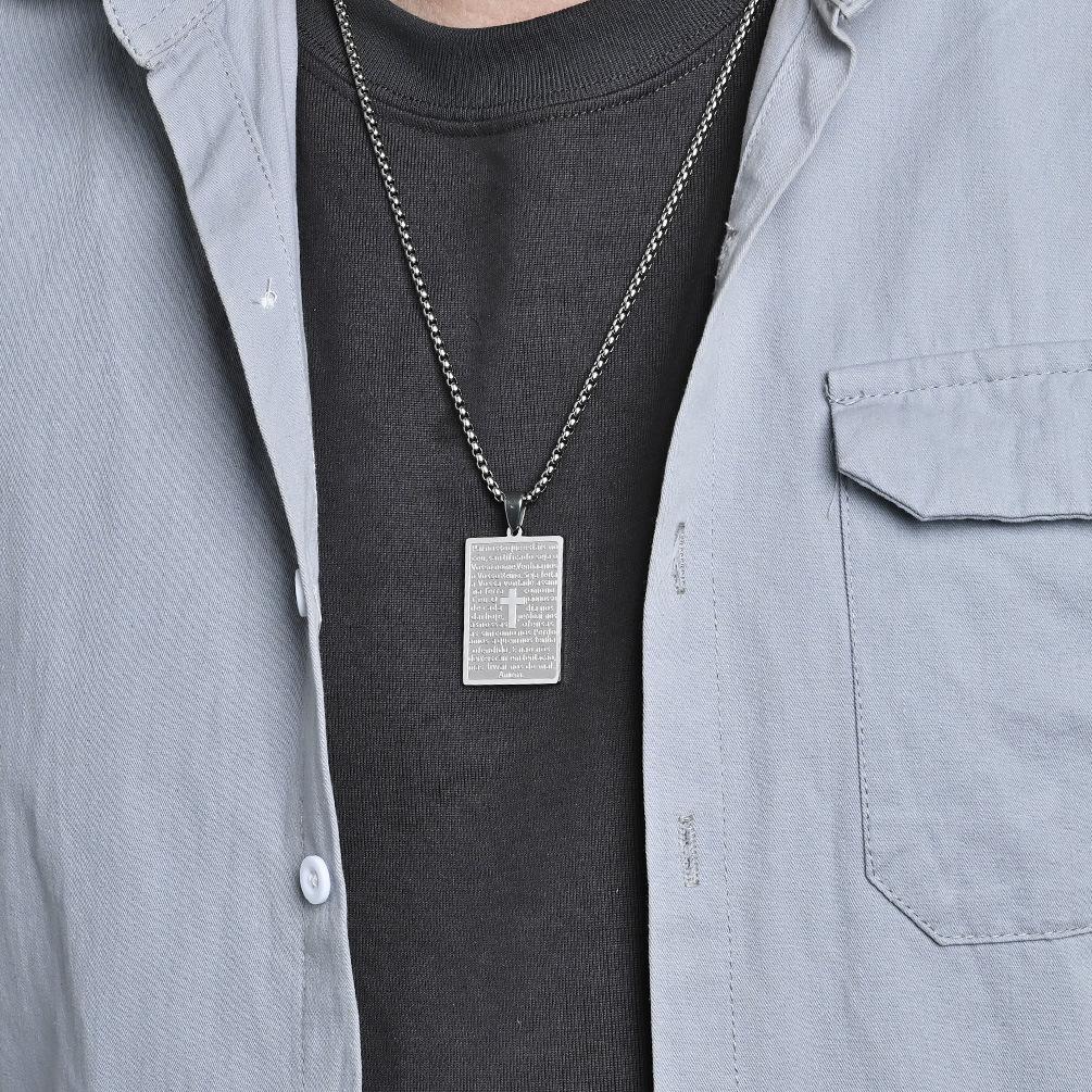 Продажа текста молитвы, ожерелье из титановой стали, в Европе и Америке, простое и персонализированное для пар, кулон из нержавеющей стали, модный аксессуар