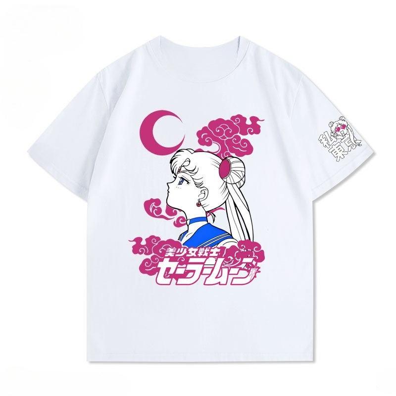 New Sailor Moon Aqua Ice Anime and Cartoon Accessories for Shortsleeved Tops Cute Couplestyle Cotton Shortsleeved Tshirts