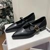 Retro Mary Jane Shoes Elegant Pointed Toe Buckle Belt Shallow Low Heels Office Career Pumps Casual Footwear Female Zapatos