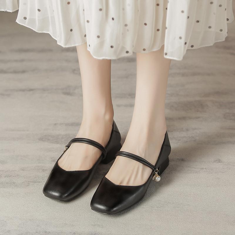 Новые китайские женские туфли ципао ханфу Мэри Джейн французский темперамент на низком каблуке простые маленькие кожаные туфли с юбкой пригородные туфли мягкие