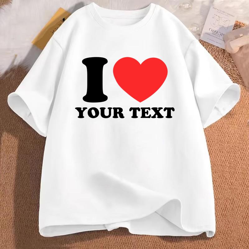 Женская одежда Футболка с принтом I Love Your Текстовый узор Летняя Забавная Модная Повседневная Оверсайз Топы Футболки с коротким рукавом и круглым вырезом