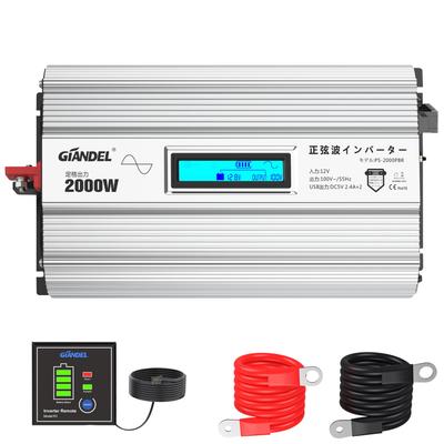 GIANDEL 2000 Вт Синусоидальный 12 В в 100 В Преобразует DC12V в Включает Напряжение Совместимый с Питанием USB и Двумя Розетками Переменный ток Инвертор, Преобразователь, 55 Гц, AC100V,
