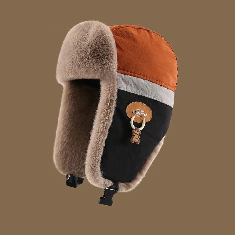 Шапка-медведь женская осенне-зимняя плюшевая утолщенная теплая хлопковая шапка для велоспорта ветрозащитная защита от холода уши кепка Lei Feng мужская