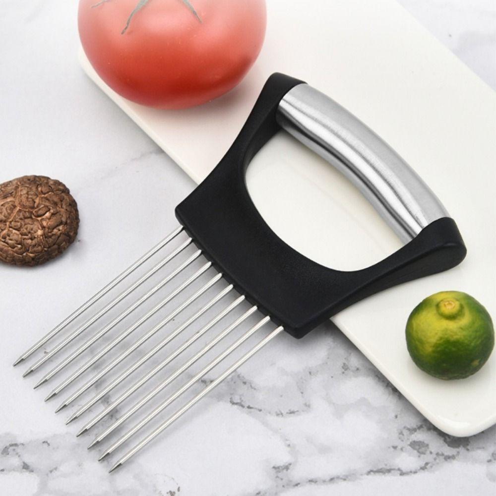 Full Grip Handle Onion Slicer Holder Black Meat Tenderizer Vegetables Cutting Fork Kitchen Gadgets
