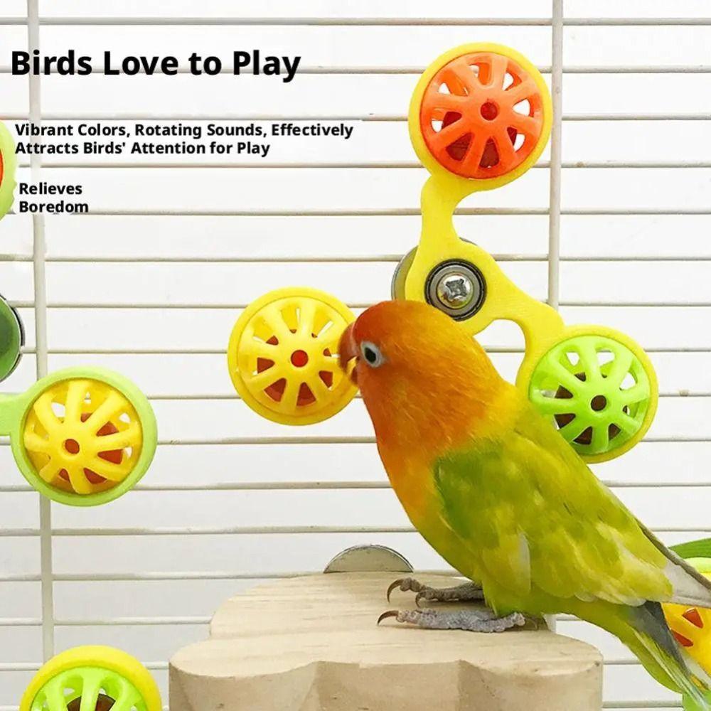 Hanging Bird Rotating Windmill Interactive Bird Cage Toy for Chewing Bird Cage Use