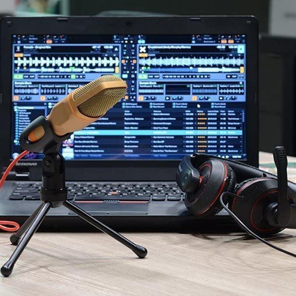 Профессиональный конденсаторный звуковой микрофон 3,5 мм с подставкой для ПК, ноутбука, запись Skype для IPhone, телефона Android, компьютерные игры, прямая трансляция YouTube