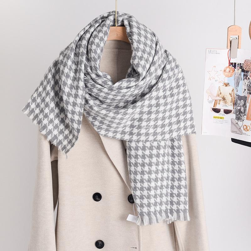 Qiandongge Scarf Women's Warm Scarf Neck Cashmere Scarf Plaid Thick Scarf Winter Explosion