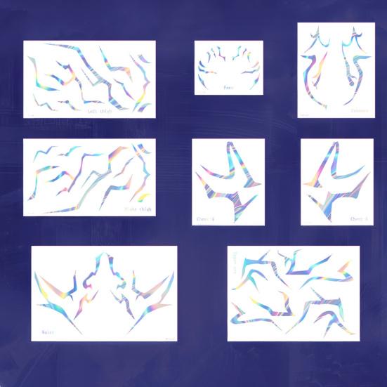 8 листов аниме тату-наклеек, водостойкие, временные татуировки с полным покрытием, боди-арт для косплея