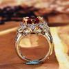 Italian Vintage Brushed Weave Engraved Gold Rupee Ruby Crown Ring Suitable For Women's Daily Party Wear Fashion Jewelry