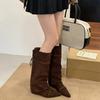Long Boots New Temperament Pointed Inner Height Increase Fashionable Simple Wide Tube Versatile Boots Long Boots Women