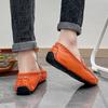 Классические модные оранжевые мужские повседневные мокасины, размер 38-48, дышащие блестящие кожаные туфли, мужские мокасины для вождения, мужские мокасины