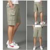Men'S Plus Size Casual Shorts Summer Pure Cotton Cargo Shorts Multi-Pocket Loose Breathable Knee-Length Beach Shorts