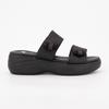 Women's Black Double-strap Wedge Mules AURA