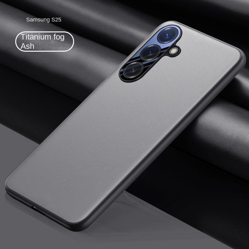 Чехол для Samsung Galaxy S25 25 Plus S25 Ultra, кожаный, с металлическим кольцом для камеры, встроенной воздушной подушкой, защита от падений, отпечатков пальцев