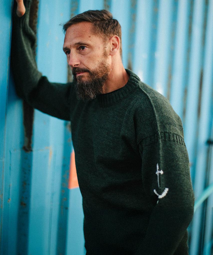 Geonjiulleunseu Crewneck Wholegarment Sweater - Roden Green