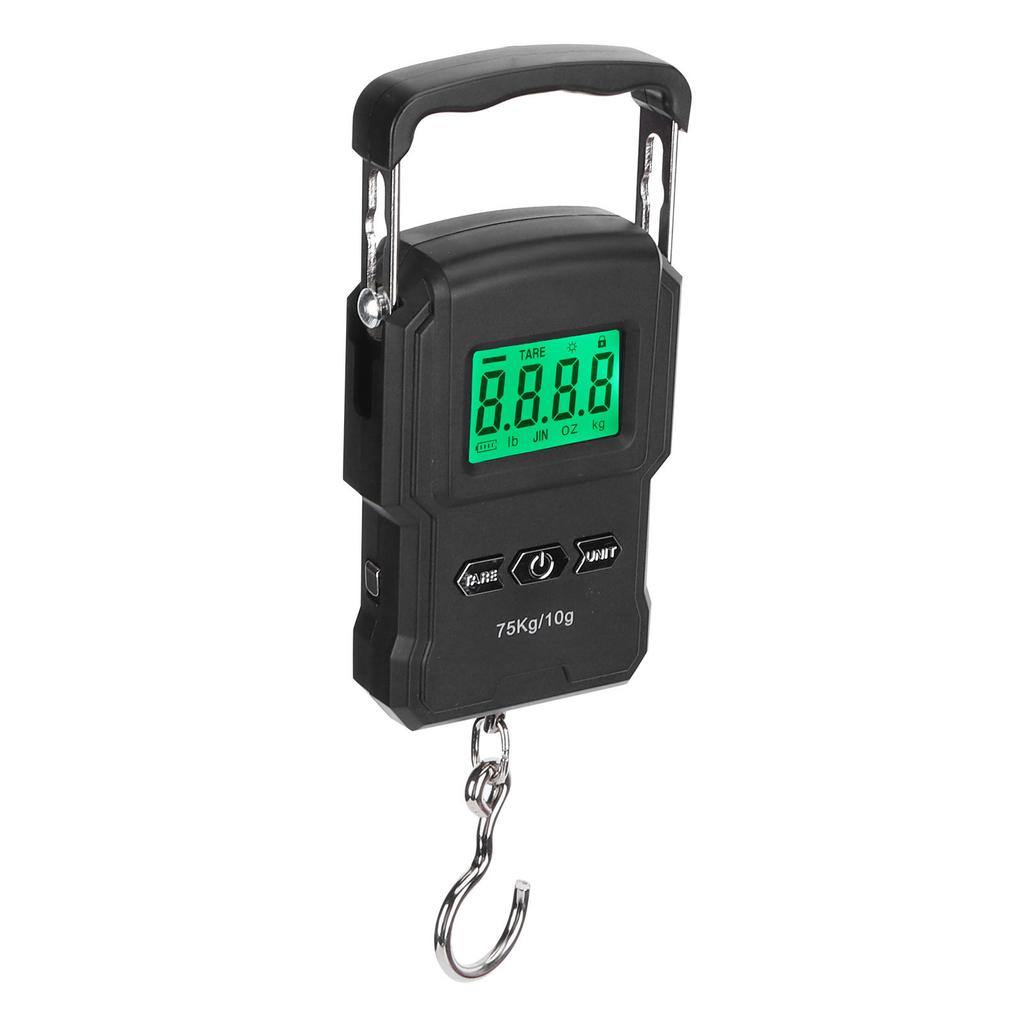 Портативные цифровые весы, цифровой дисплей, подвесной крючок, электронные весы с измерительной лентой, 75 кг