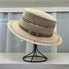 2026 new daily single raffia hand-woven flat-top straw hat children's summer beach breathable sun protection top hat