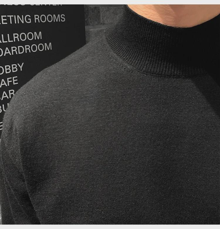 Men's Loose Fit Half Turtleneck Sweater: Korean Style, Solid Color, Knit, Long Sleeve, Autumn/Winter Top.