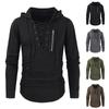 Men's Spring And Autumn Solid Color Lace-up Zip Pocket Sports Streetwear Hooded Sweatshirt