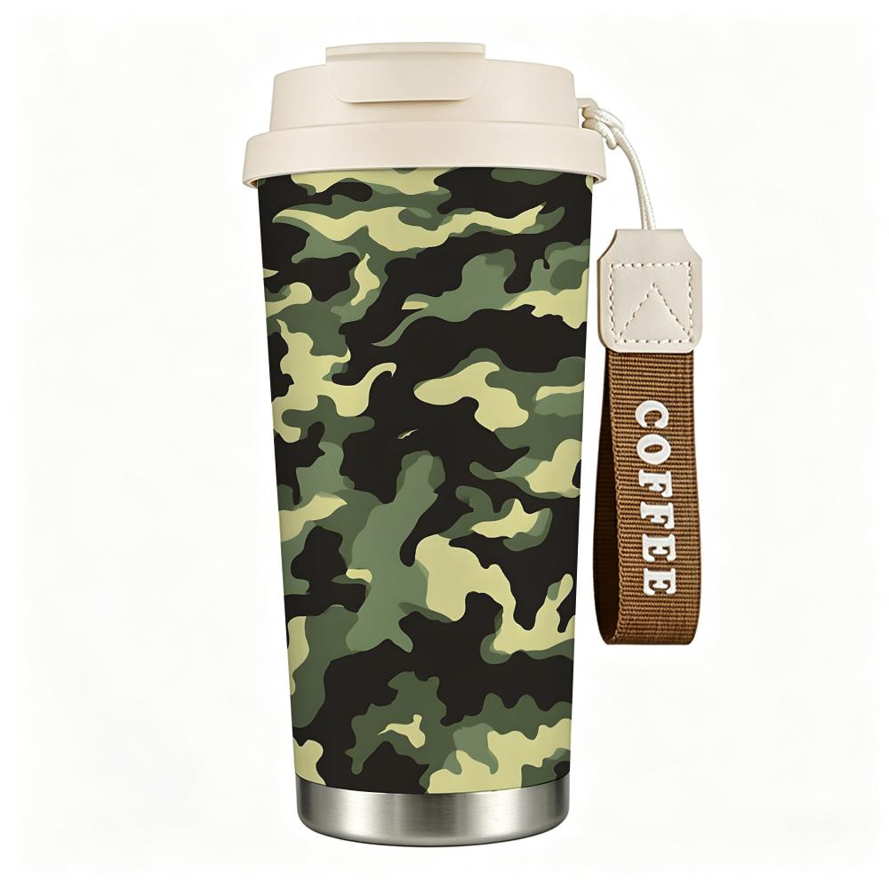 Camouflage Pattern Stainless Steel Insulated Coffee Tumbler Vacuum Thermal Cup Portable Leakproof Mug for Outdoor Travel Hiking
