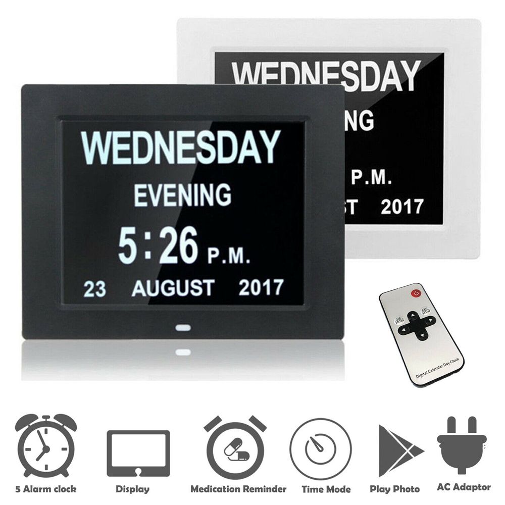 Day Month Year Dashboard Large Time Table Dementia Calendar Digital Clock Home Decor Alarm Clock