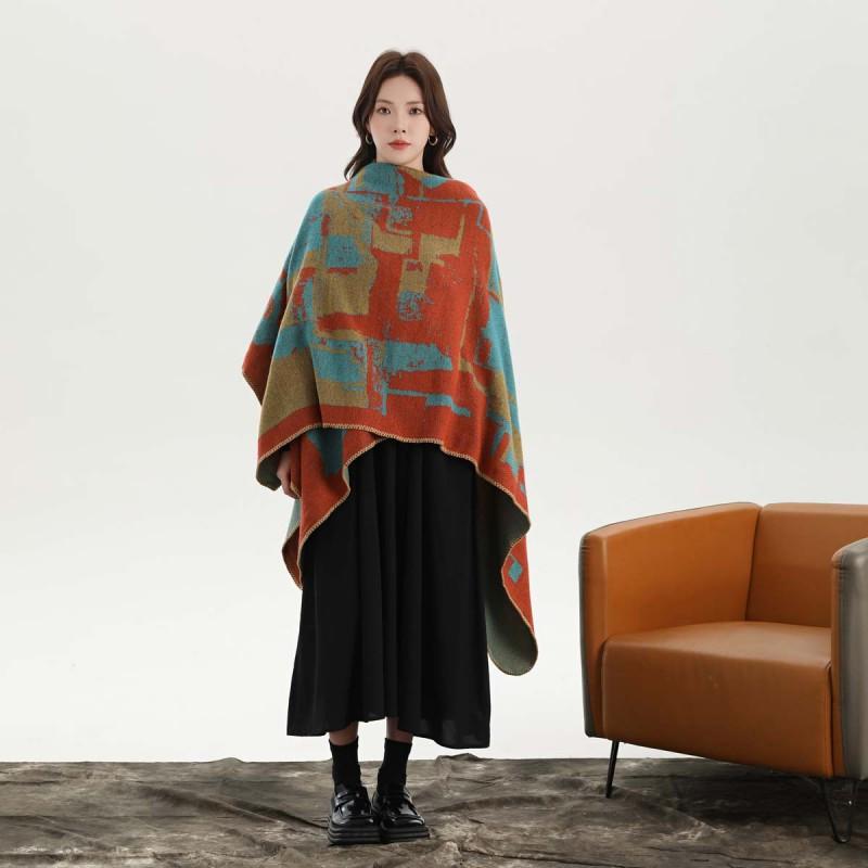 Womens Split Shawl Fashion Cottagecore Thick Warm Cape Knit Cardigan