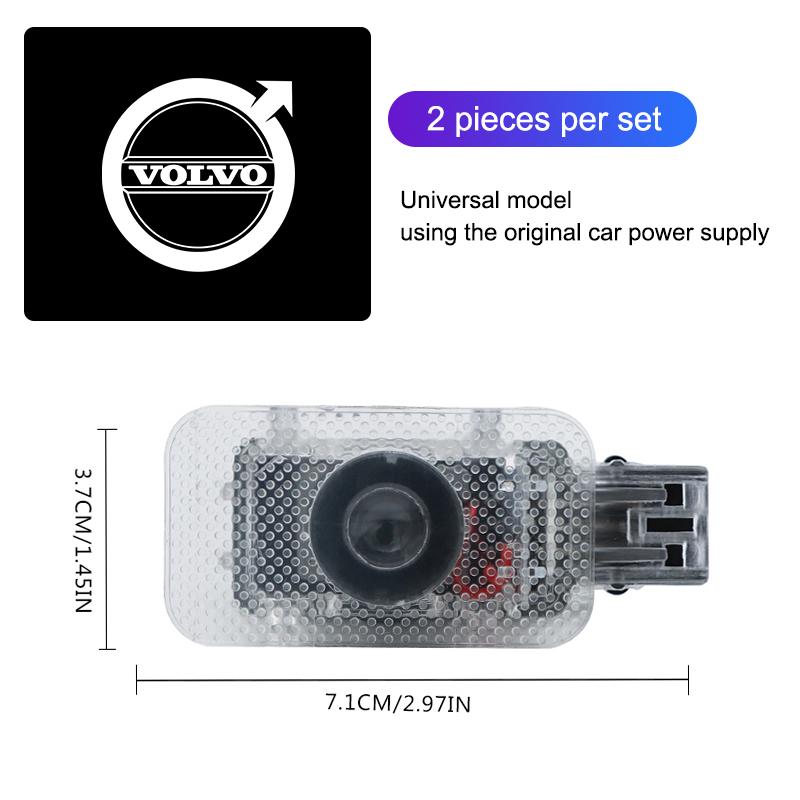 AABBC1 2Pcs LED Welcome Lights Car Door Emblem Projector Lamps Sticker For Volvo XC90 V90 V60 XC60 V40 EC40 EX40 S80 S60 S90 C40 XC40