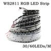 WS2811 Smart IC RGB LED Strip 30/60LEDs/M Individually Addressable LED Tape DC12V 24V Black/White PCB IP30 IP65 IP68 Waterproof