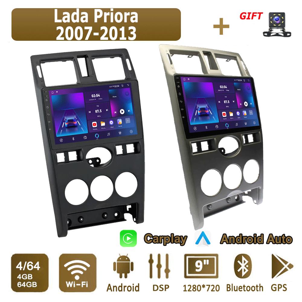 Android Carplay автомобильное радио для Lada Priora 2007-2013 мультимедийный проигрыватель головное устройство стерео GPS навигация BT WIFI 4+64 ГБ