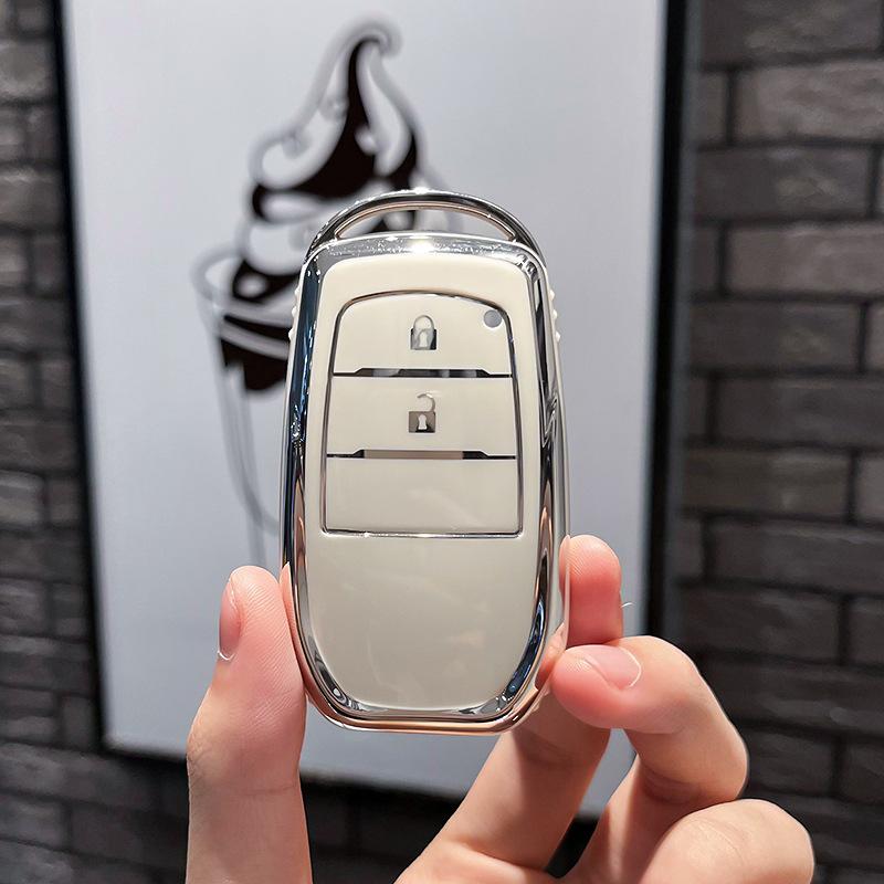2 Buttons TPU Car Key Case Cover for Toyota Hilux Innova Rav4 Fortuner Yaris 2021 Key Shell Fob Holder Accessories