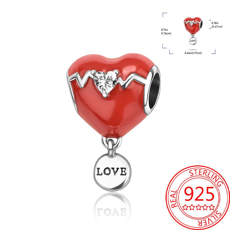 Медные Блестящие Розовые Подвески-Шармы в Форме Сердца Подходят для Оригинального Браслета для Женщин Ювелирные Изделия в Подарок на День Святого Валентина