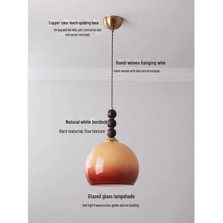 Caramel Glass Chandelier: Retro Wabi-Sabi Design for Bedroom, Restaurant, or Bar.